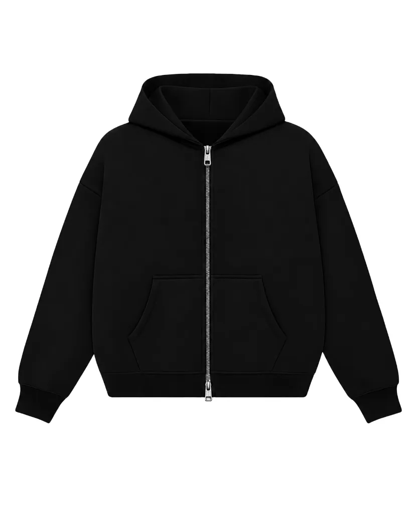 BlackDoubleZipperHoodieFront.webp