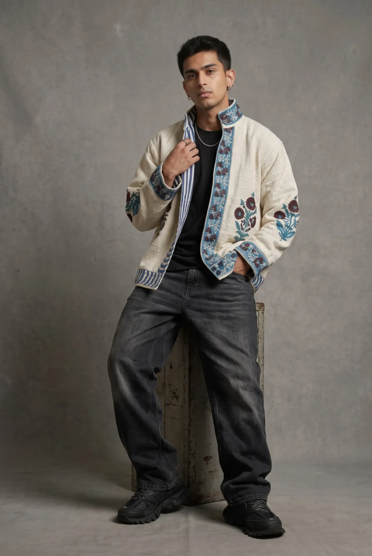 SUZANI JACKET BLUE MAROON