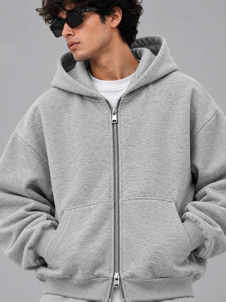 DUAL ZIPPER HOODIE GREY