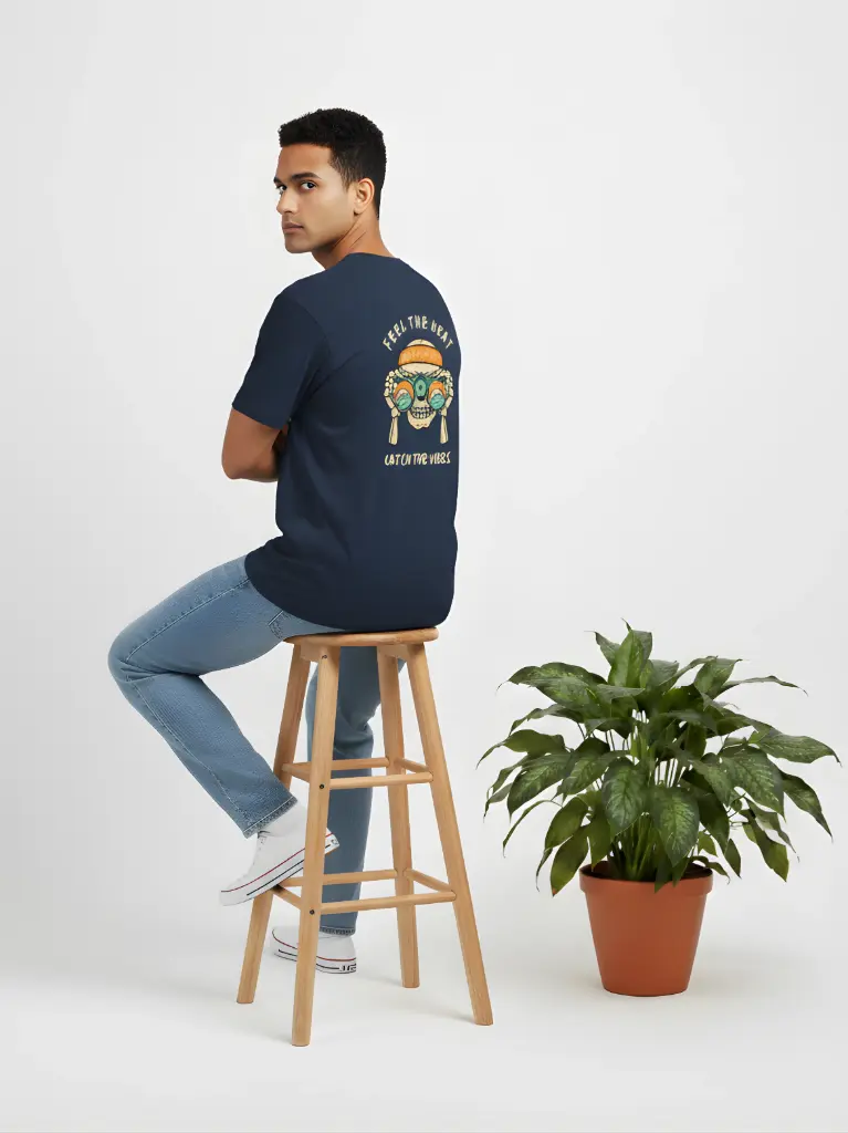 Feel The Heat Navy Unisex Oversized T-Shirt (XS)