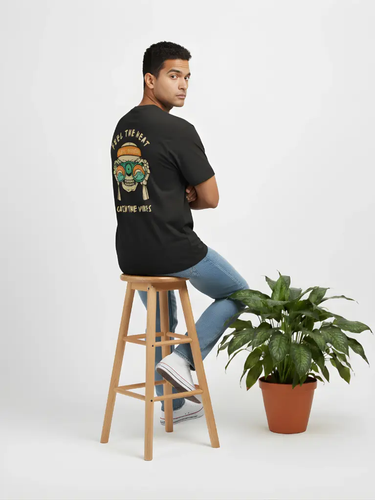 Feel The Heat Black Unisex Oversized t-Shirt