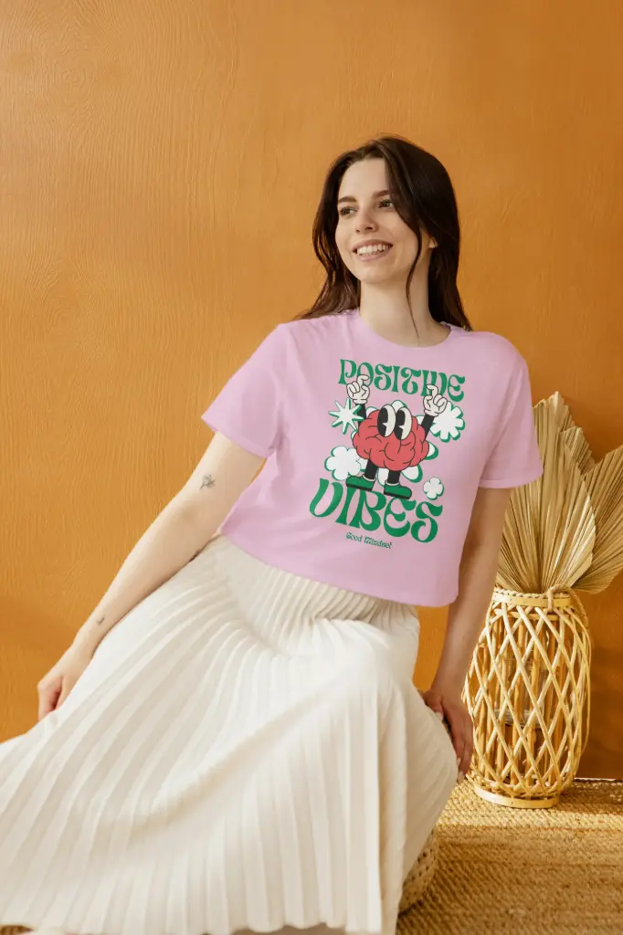 Positive Vibe Pink crop top (XS)