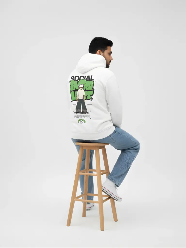 Social Introvert White Hoodies