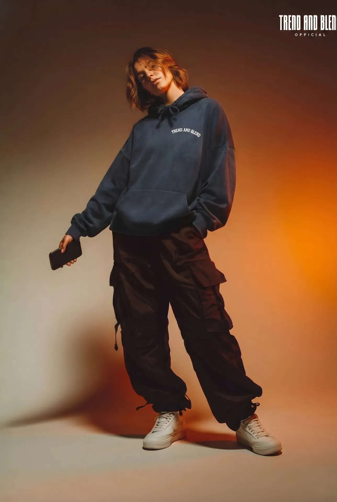 Acid Wash Hoodie Navy (XS)
