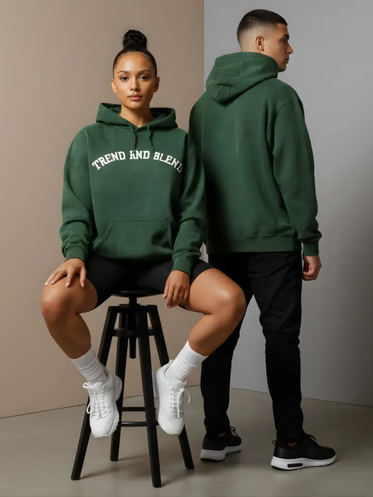 Acid Wash Hoodie Bottle Green (XS)