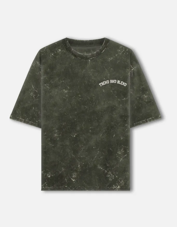 Unisex Acid Wash Tee Olive (XS)