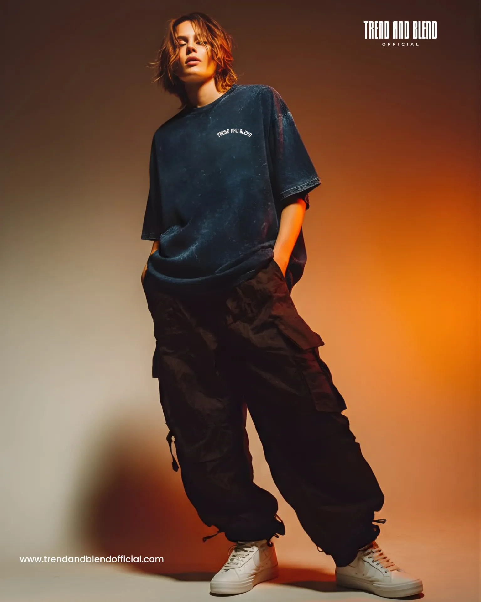 Unisex Acid Wash Tee Navy (XS)