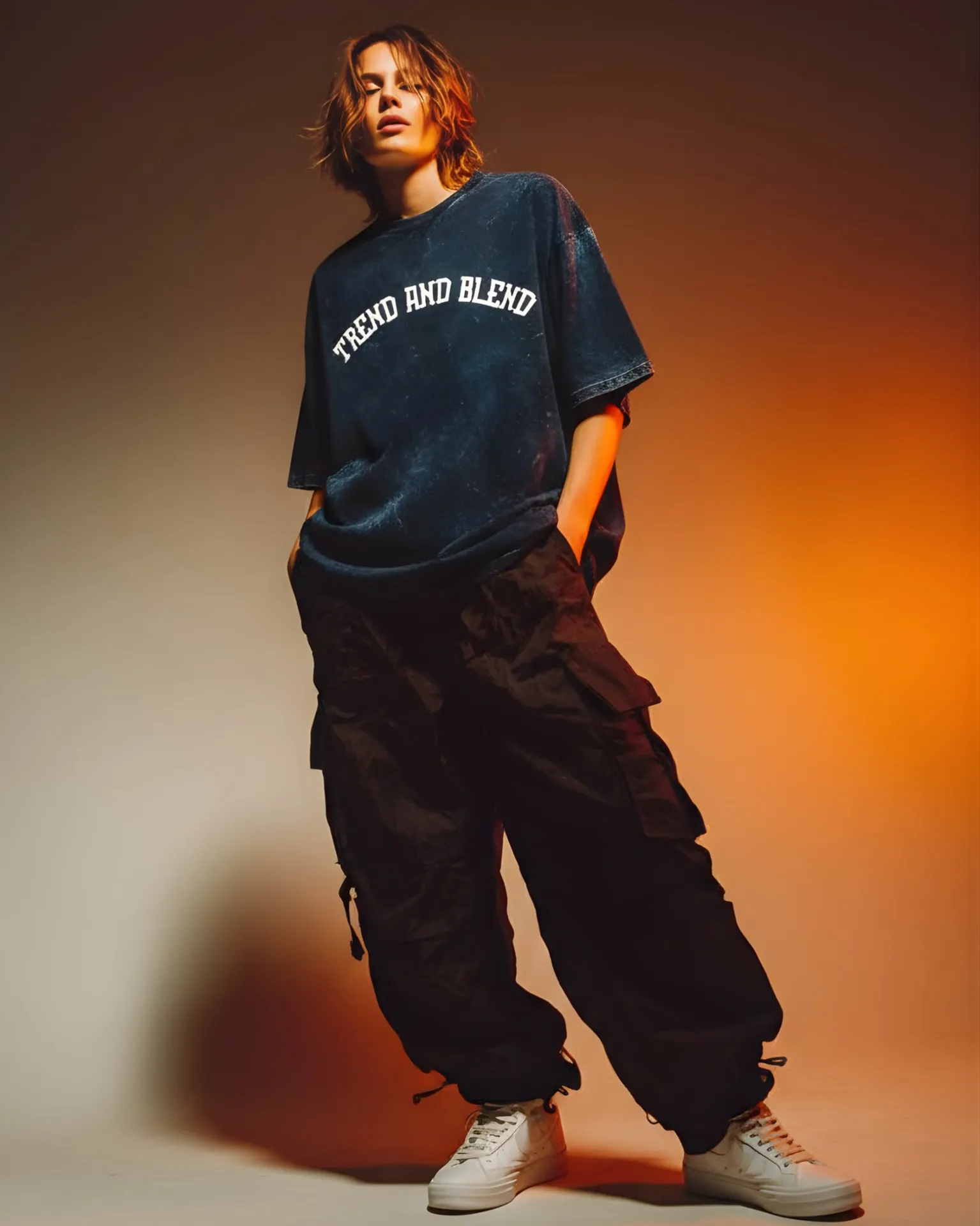 Unisex Acid Wash Tee Navy (XS)