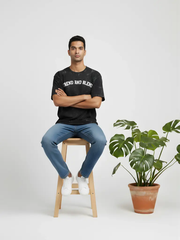 Unisex Acid Wash Tee Black (XS)