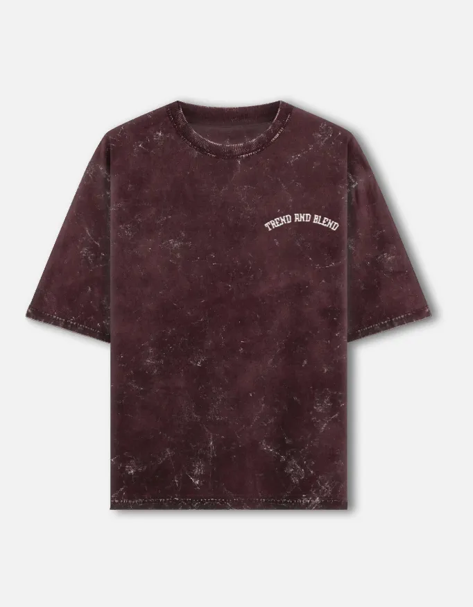 Unisex Acid Wash Tee Maroon (XS)