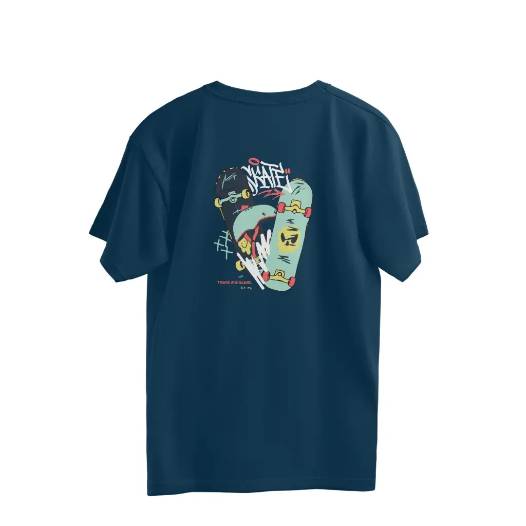 Skatter Unisex Oversized Navy T-Shirt