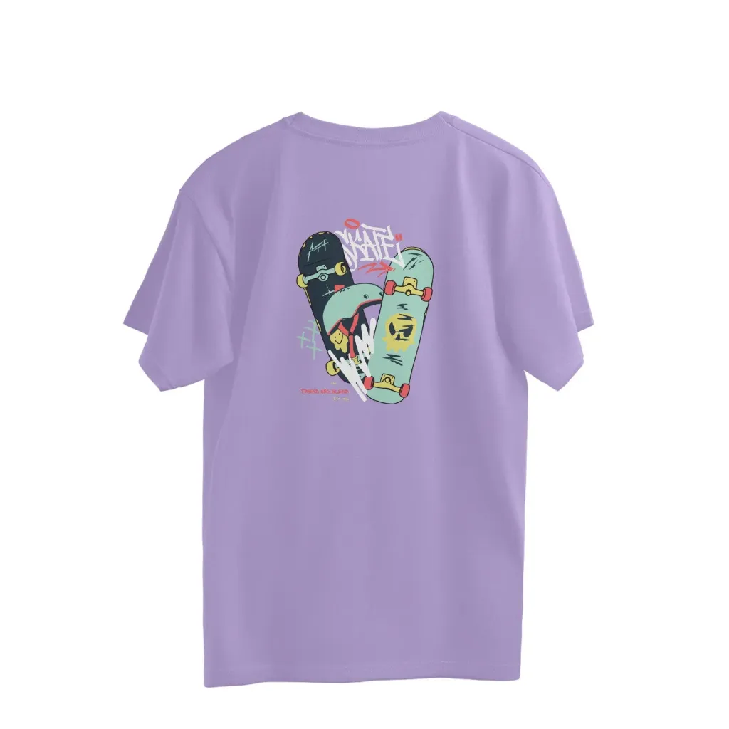 Skatter Unisex Oversized Lavender T-Shirt (XS)