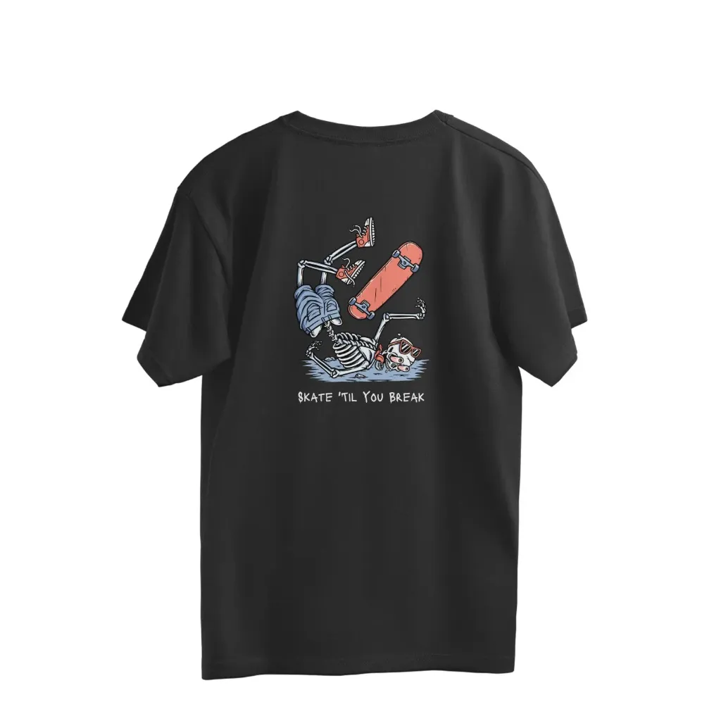 Skate break Unisex Black Oversized T-Shirt (XS)
