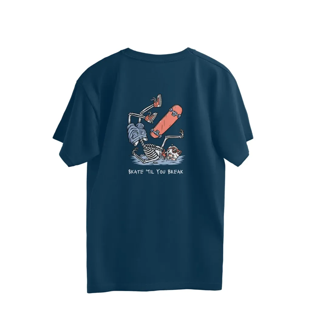 Skate Break Navy Blue Unisex Oversized T-Shirt (XS)