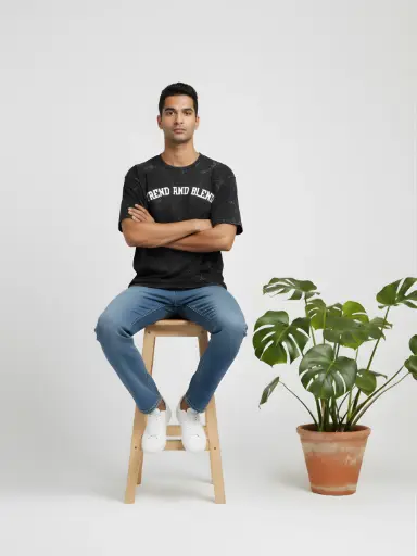 Unisex Acid Wash Tee Black