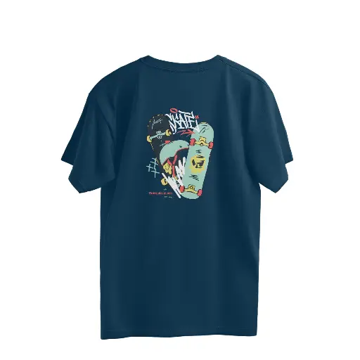 Skatter Unisex Oversized Navy T-Shirt