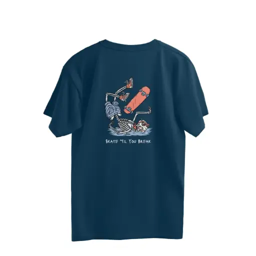 Skate Break Navy Blue Unisex Oversized T-Shirt