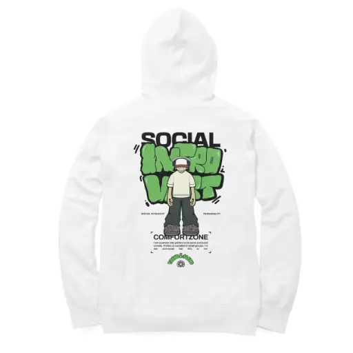 Social Introvert White Hoodies